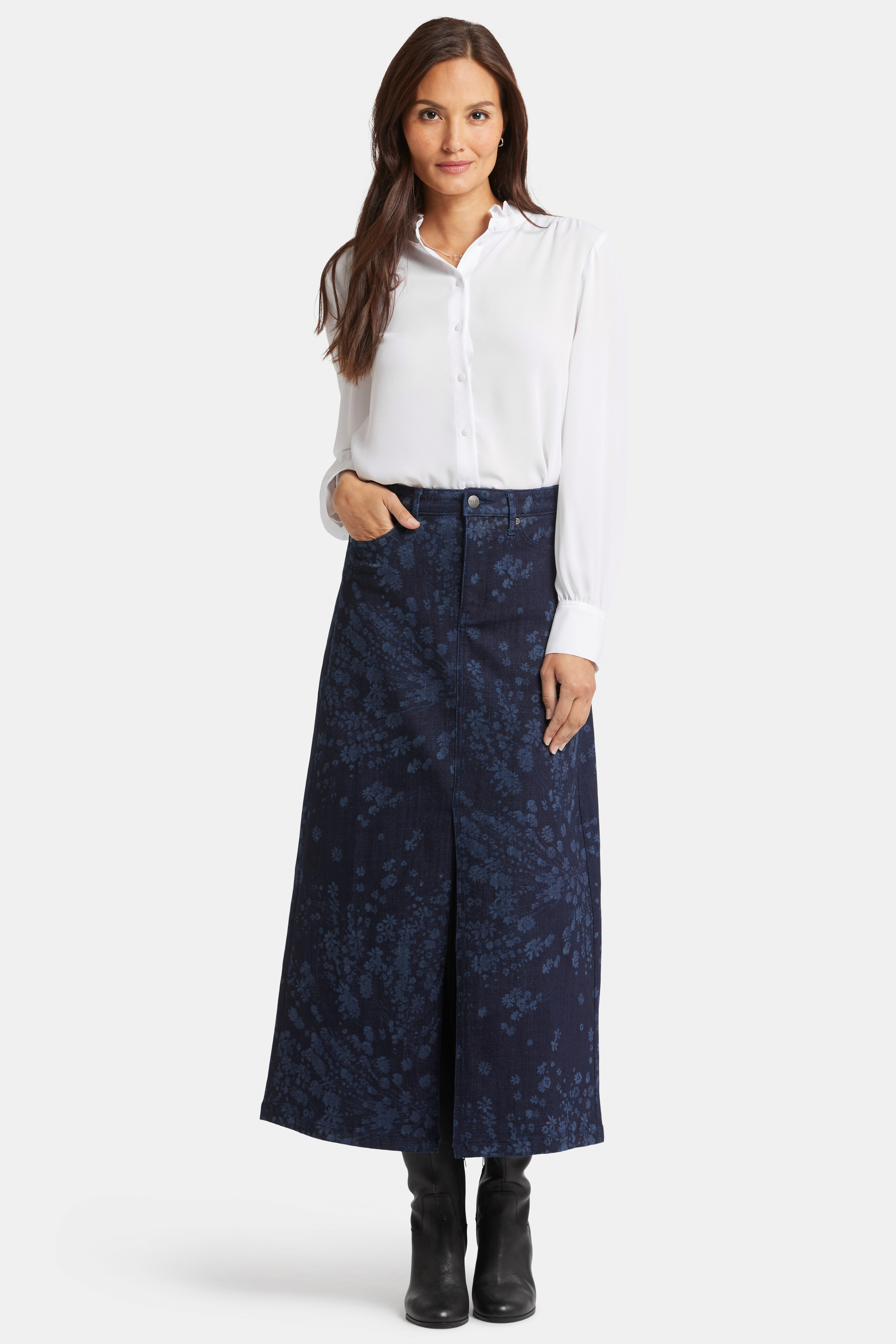 High Rise Long Skirt w/ Front Slit Image 1