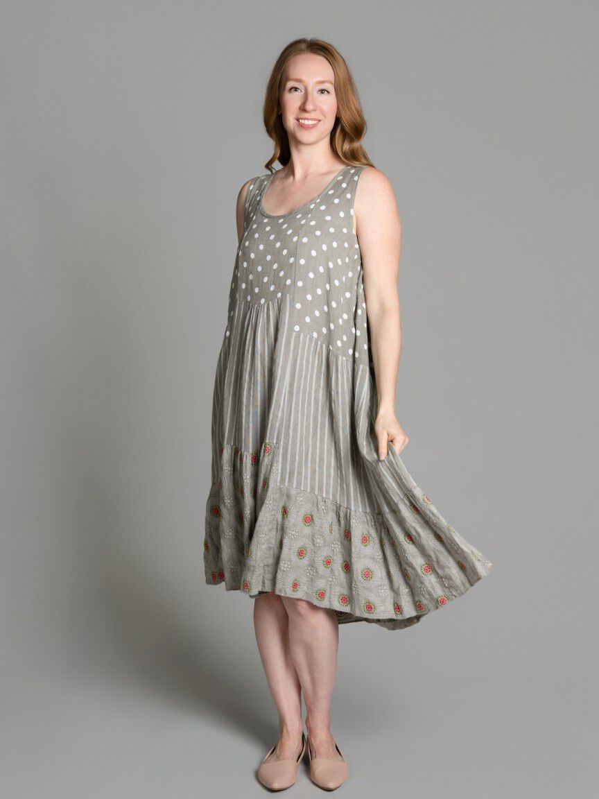 Mixed Panel Sleeveless Dress