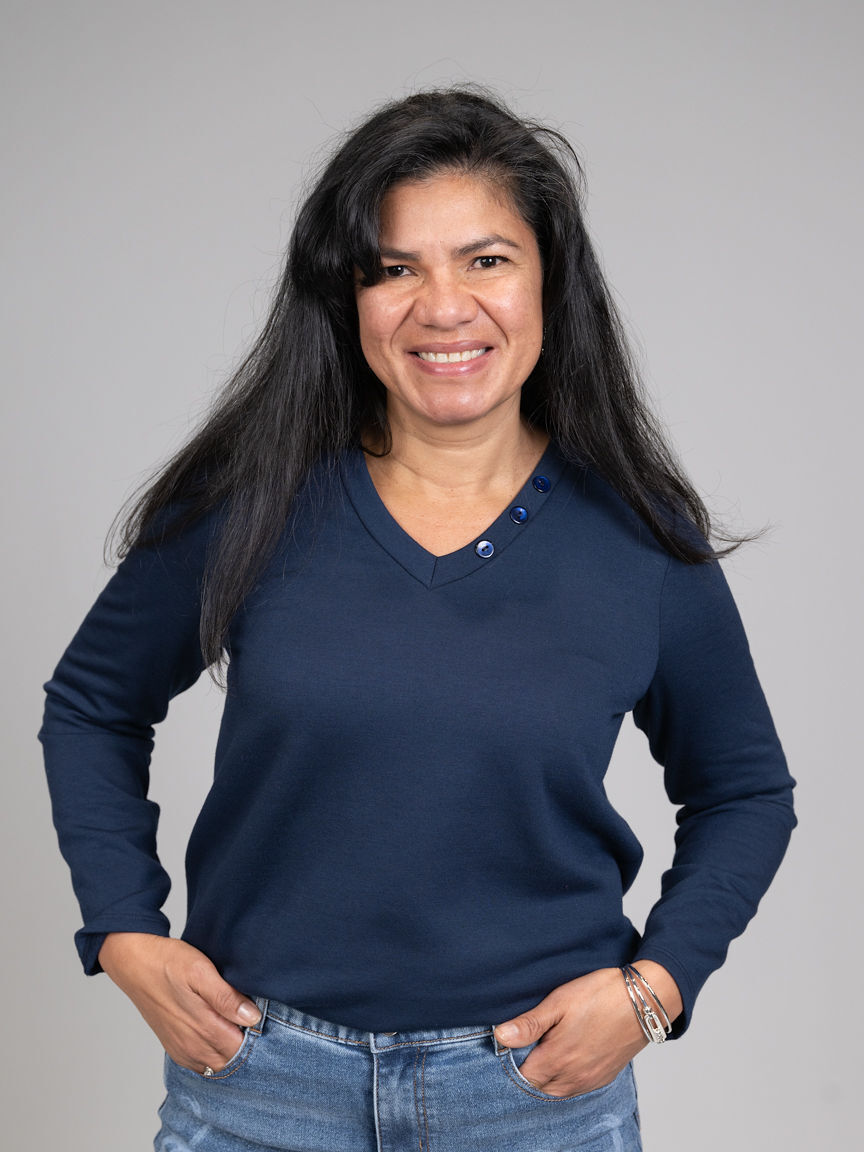 Long Sleeve V-Neck Top with Button Accents