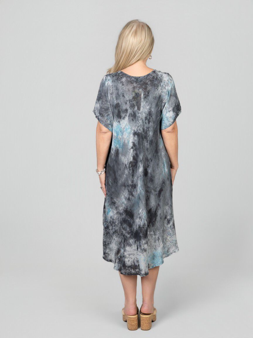 Short Sleeve Tie Dye Marble Dress