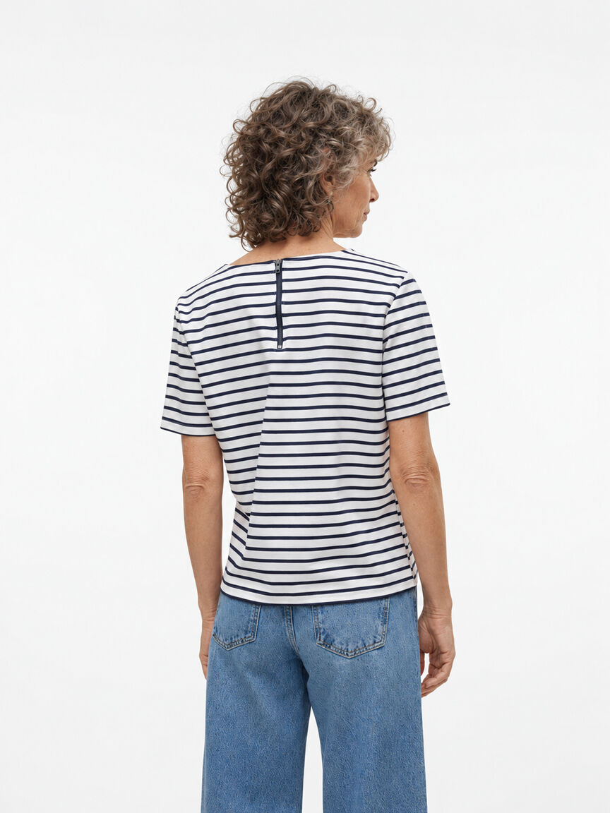 Short Sleeve Top With Zip Back