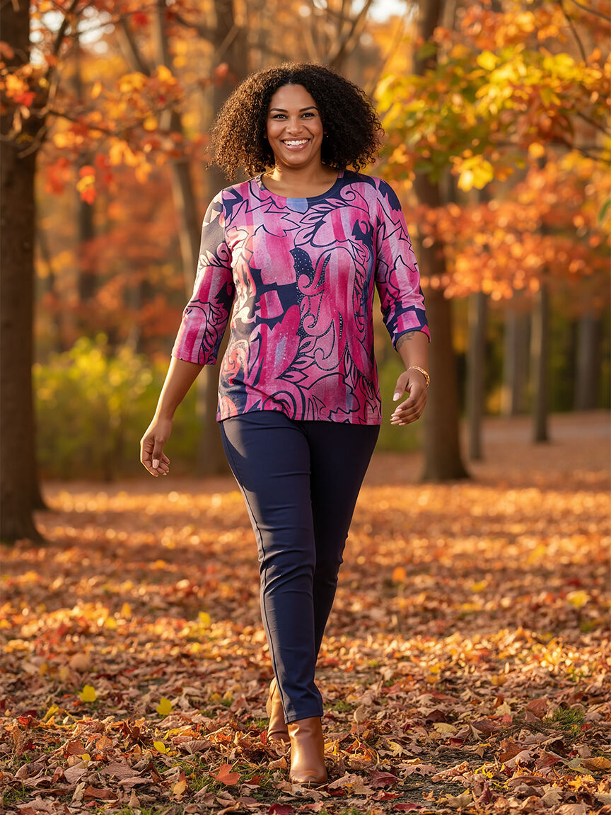 3/4 Sleeve Top With Hotfix