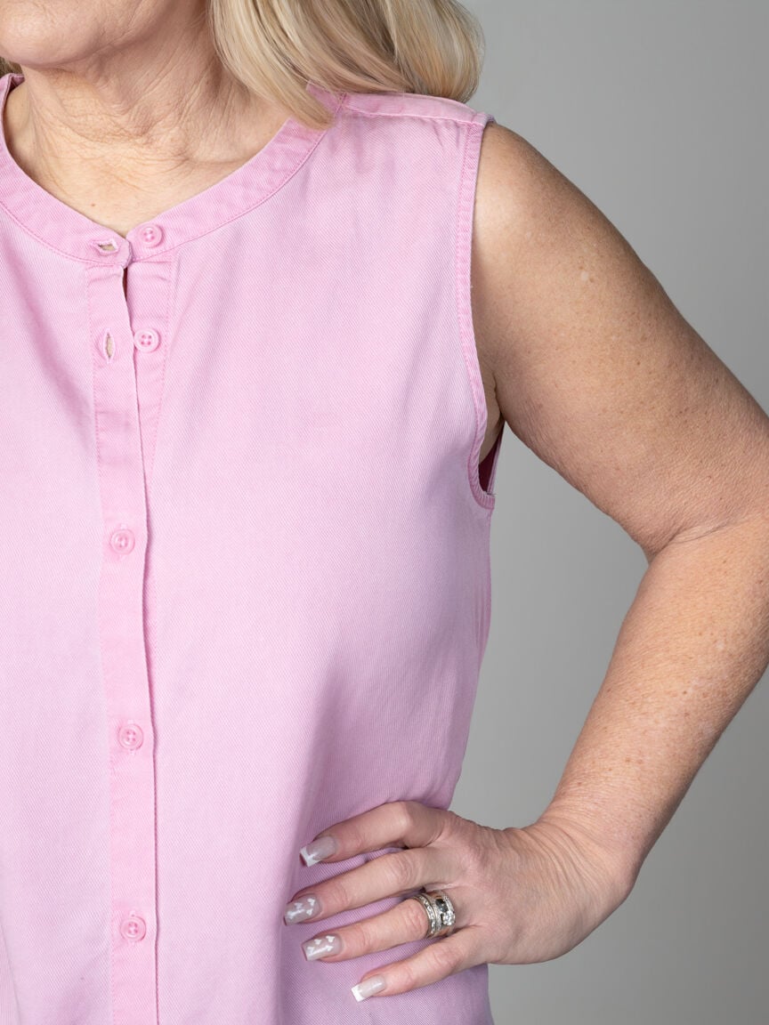 Sleeveless Button-Up Blouse
