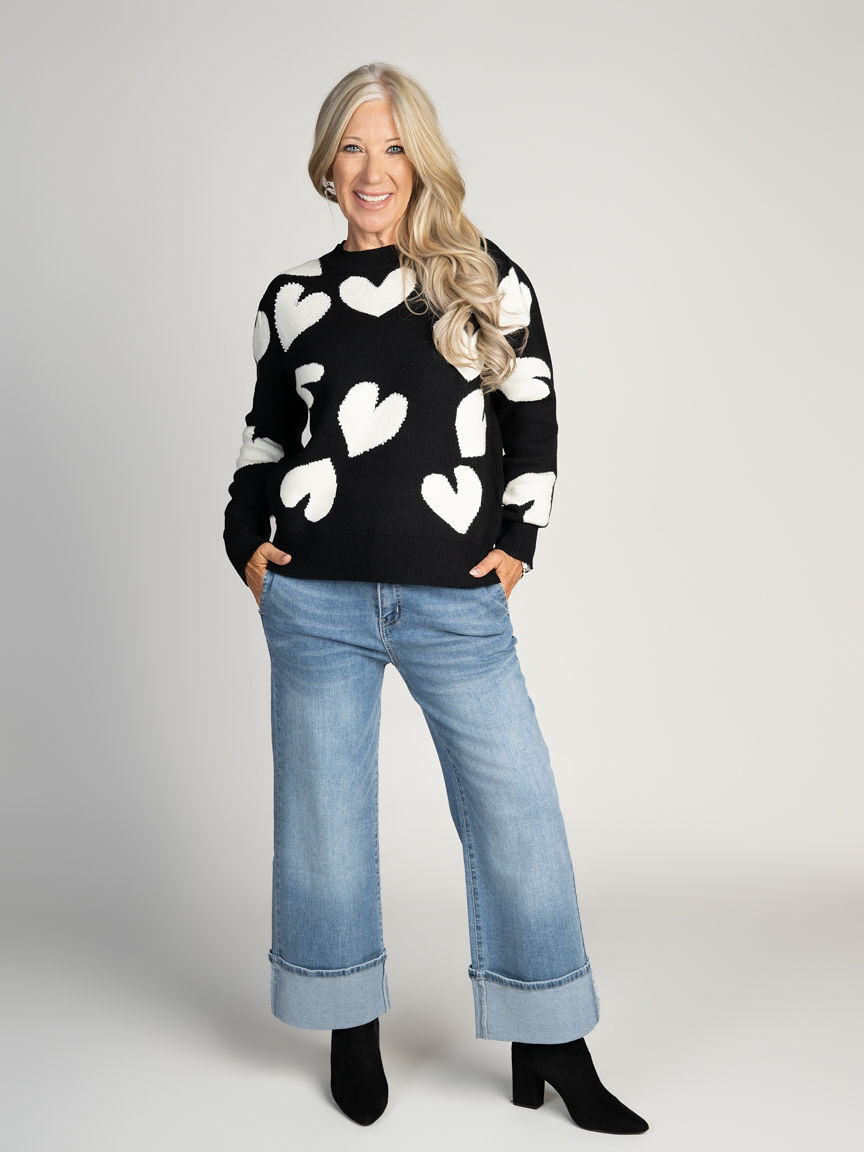 Pearl Heart Knit Sweater