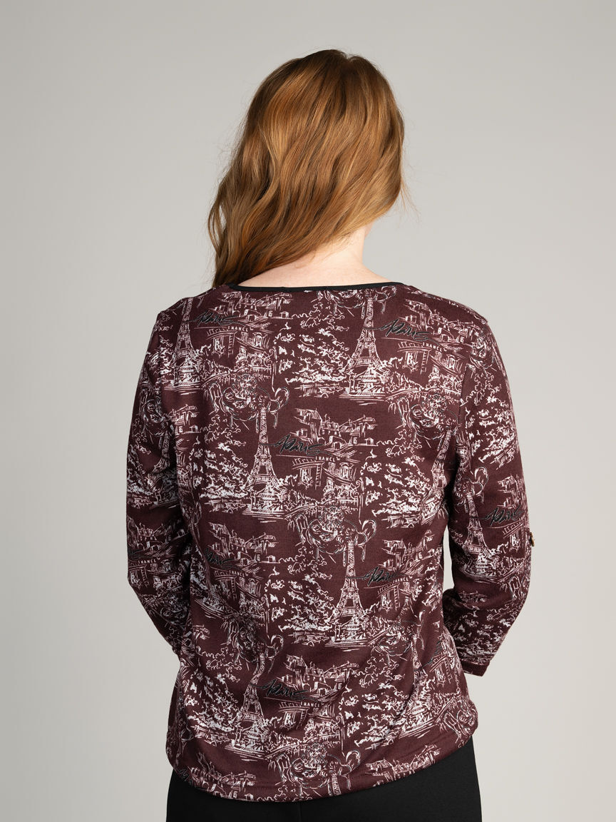 3/4 Sleeve City Print Top