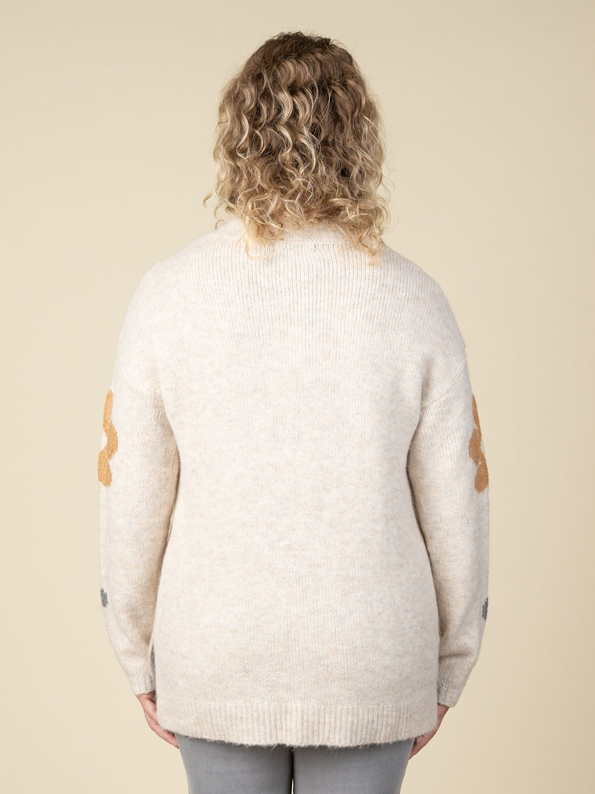 Long Sleeve Knit Sweater With Daisies Image 2