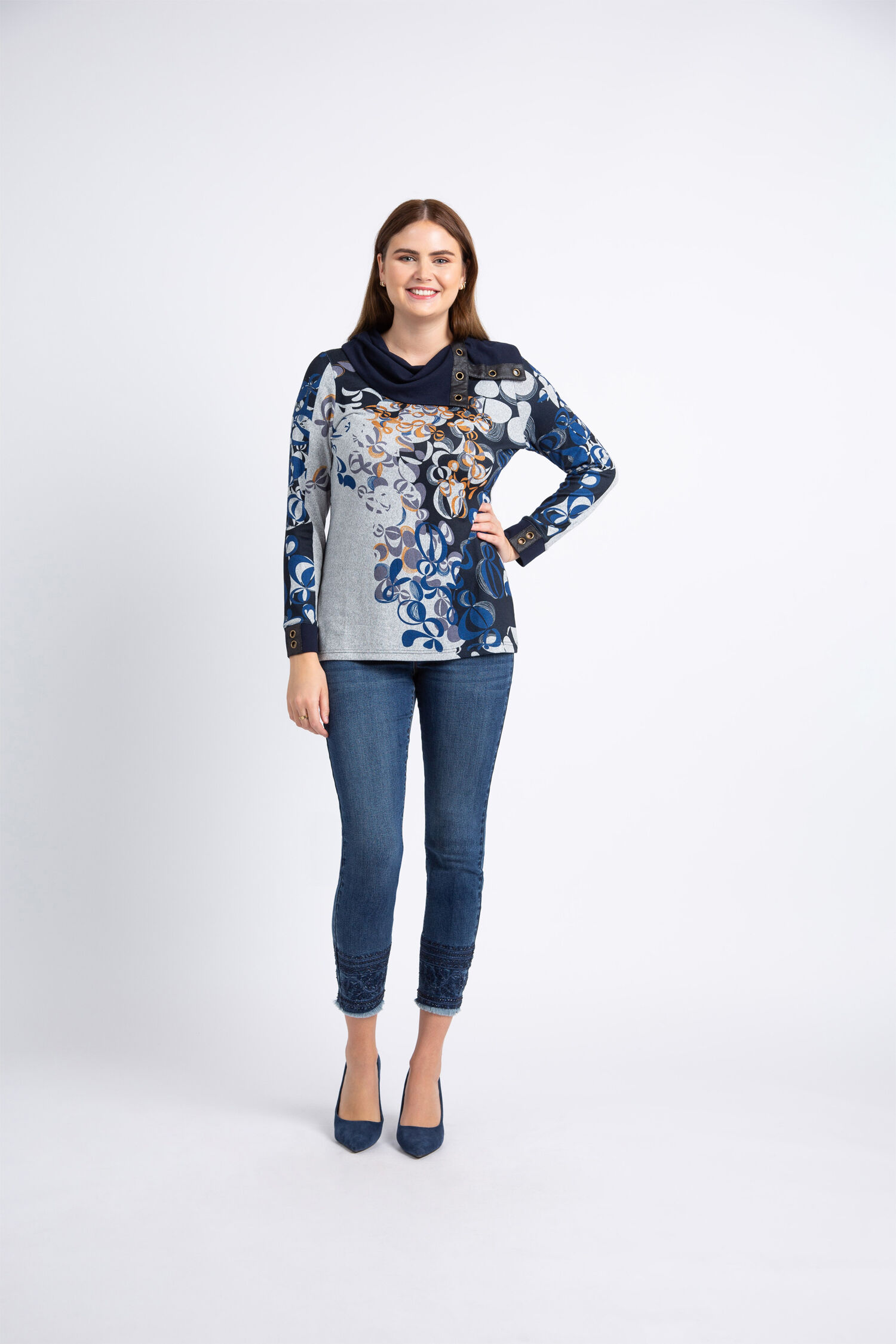 Long Sleeve Cowl Neck w/ Grommets  Image 1