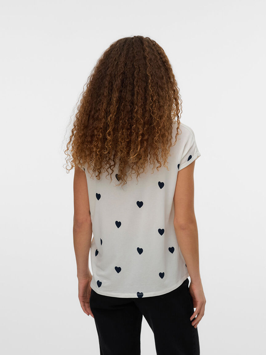 Heart Print Short Sleeve Top