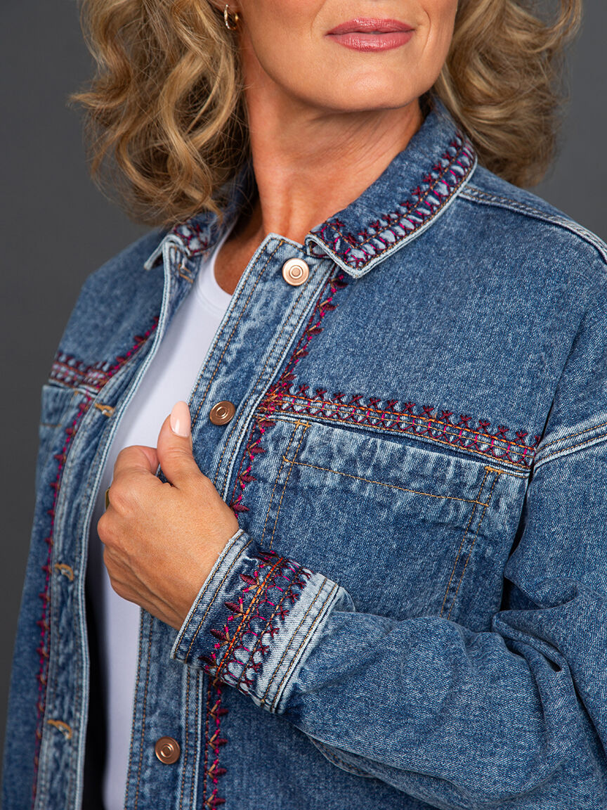 Embroidered Denim Jacket Image 5