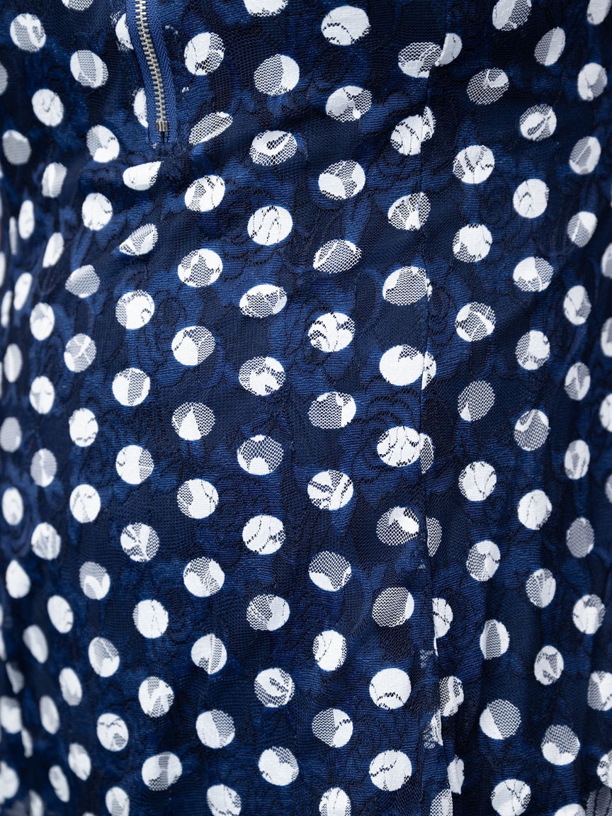 Sleeveless Lace Polka Dot Top With Zipper Neckline