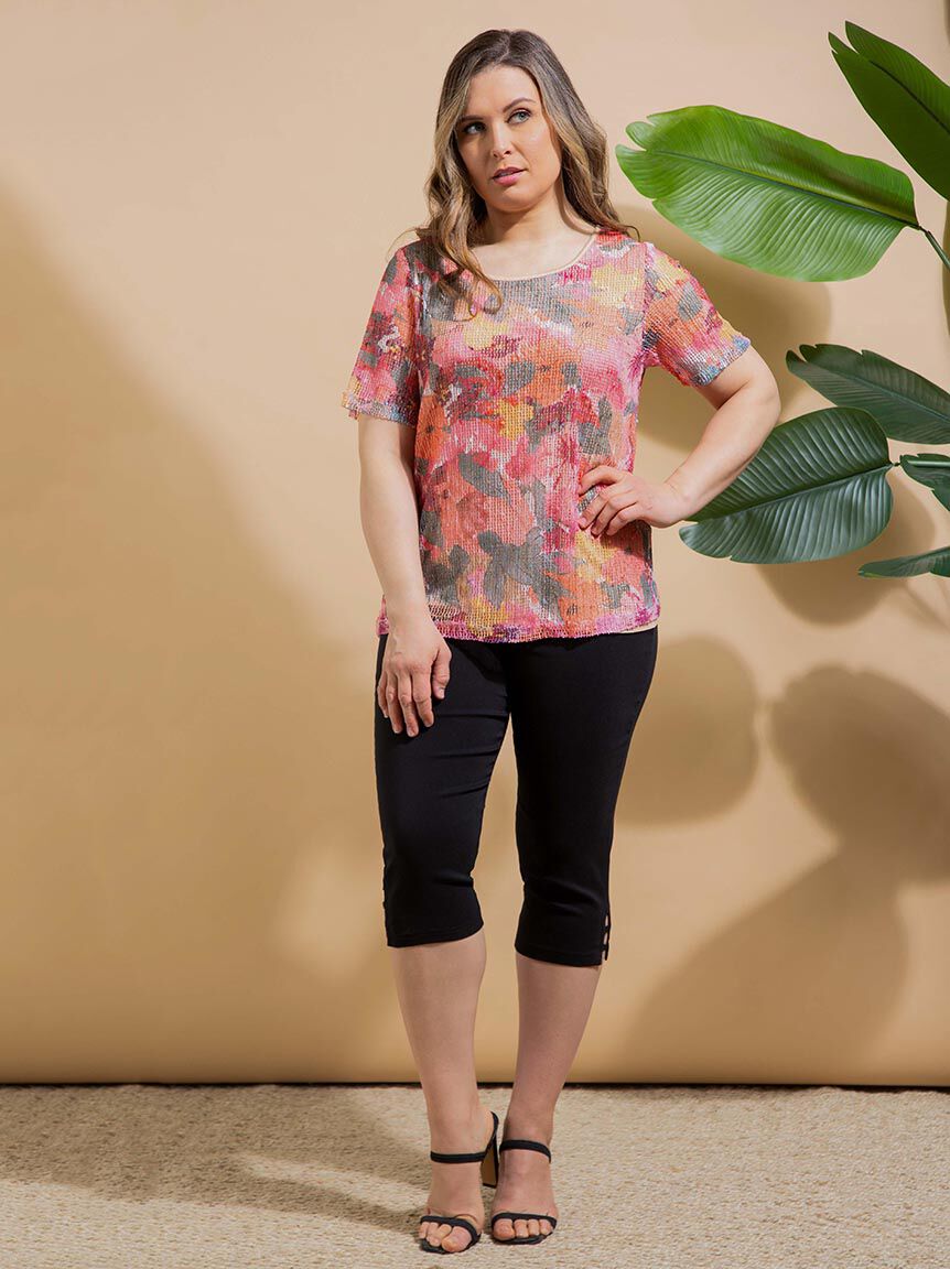 Mesh Overlay Short Sleeve Top Image 1