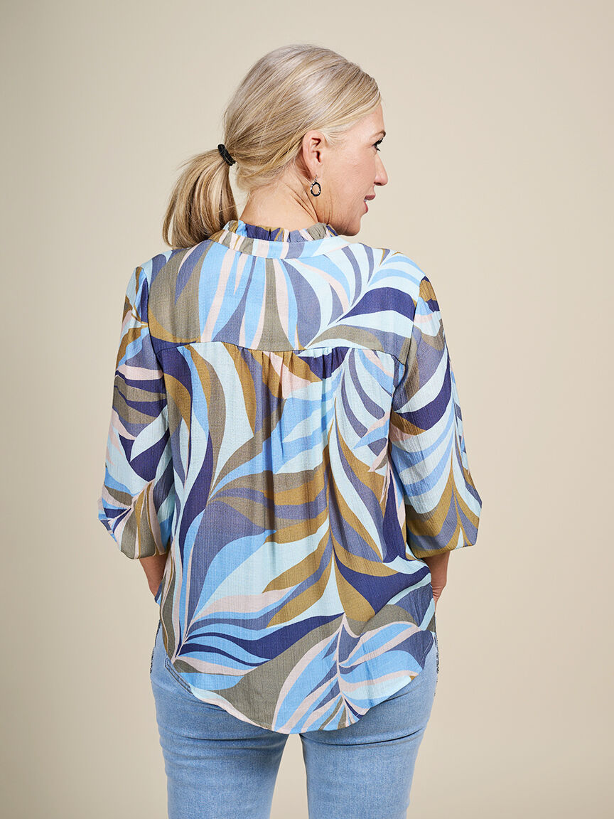 &frac34; Sleeve Button Up Blouse  Image 2