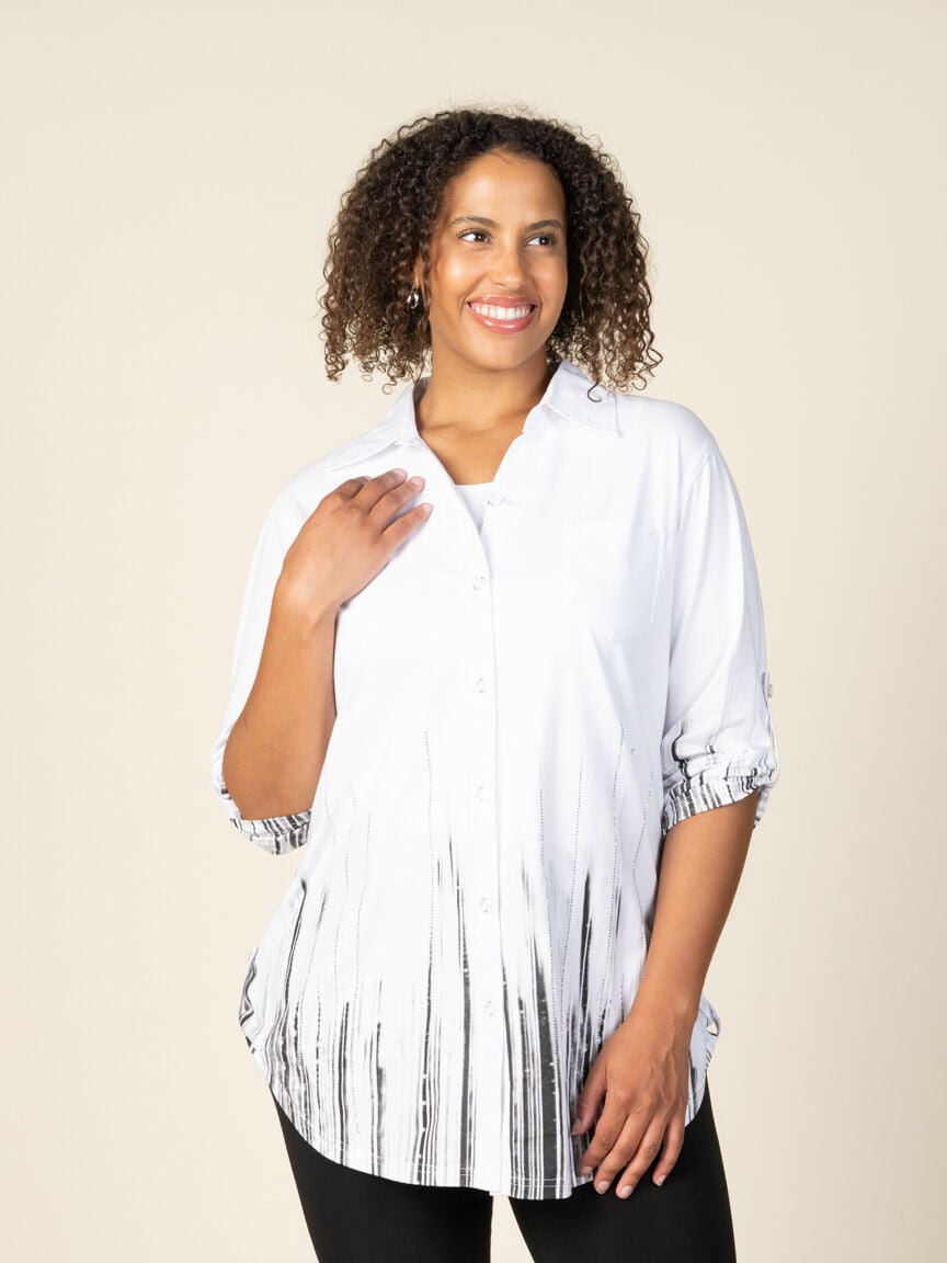 3/4 Sleeve Blouse with Hotfix Detail