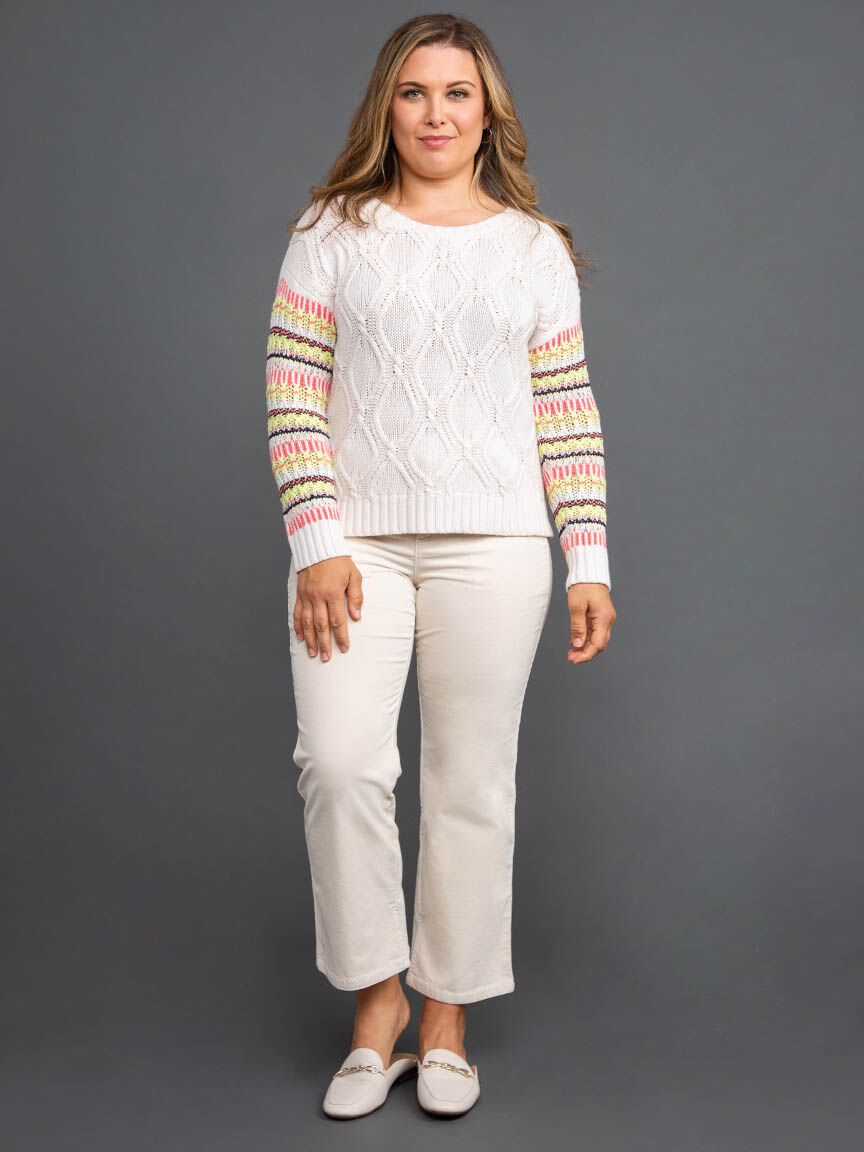 Long Sleeve Sweater with Contrast Sleeves Image 1