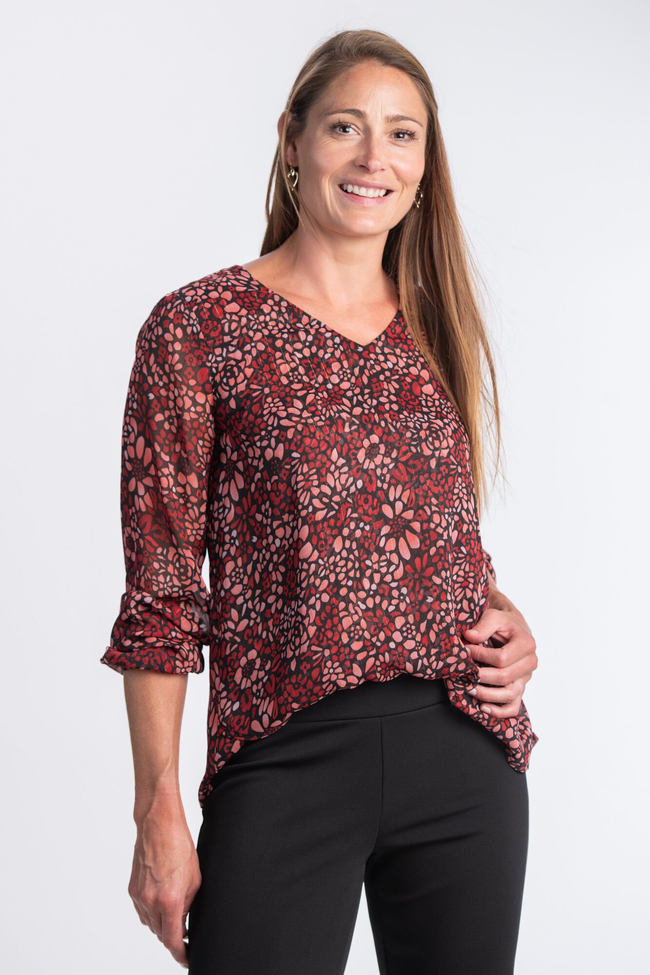 Floral Lurex Blouse Image 1