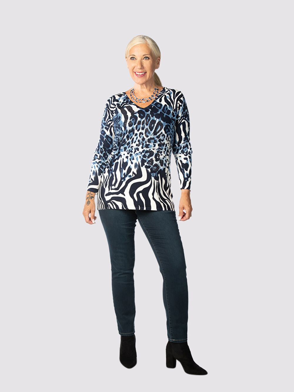 Silver Studded Wild Animal Sweater Image 3