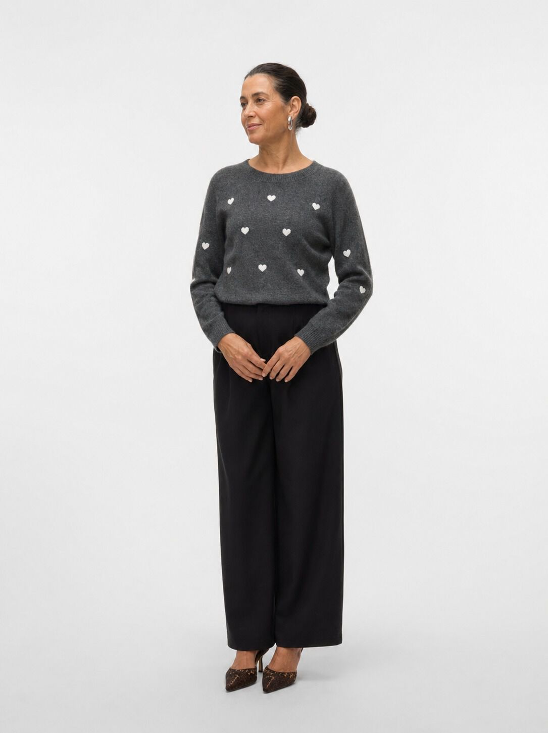 Lightweight Heart Print Sweater