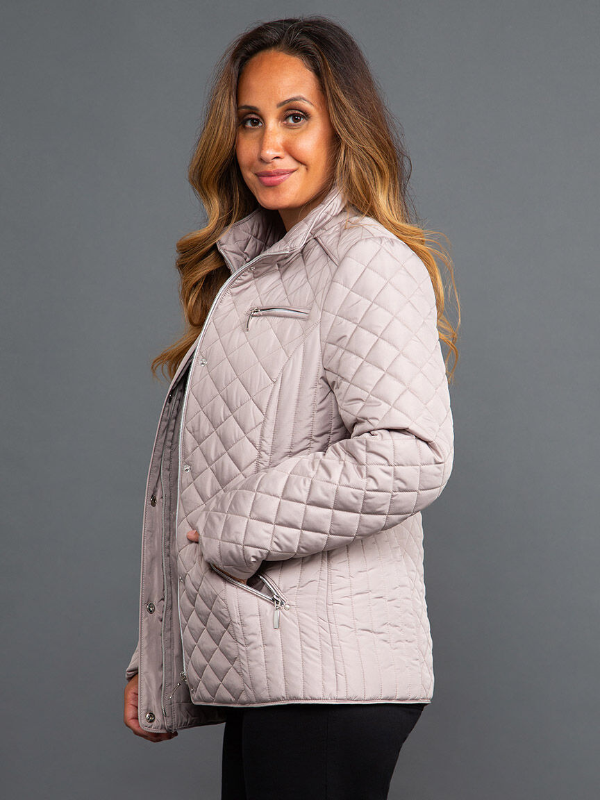 Diamond Quilted Zip-Up Jacket  Image 3