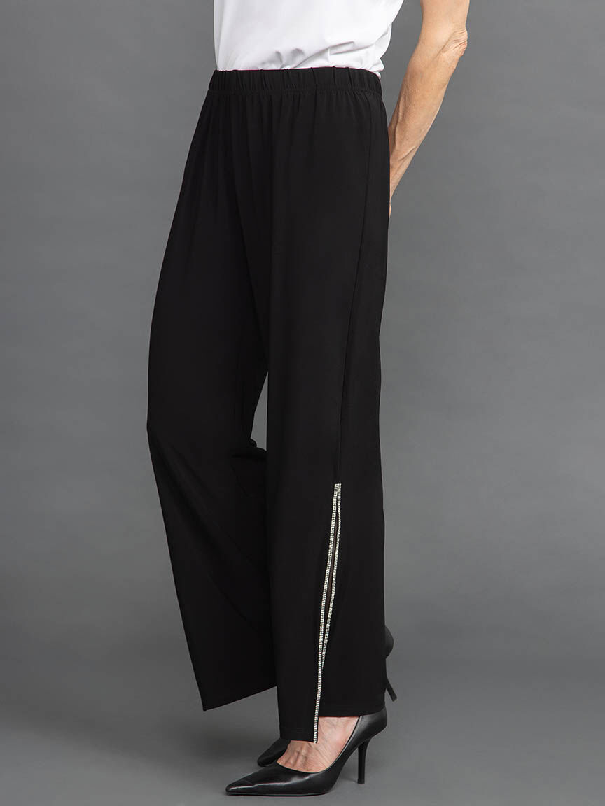  Wide Leg Pant with Slit and Jewels  Image 3