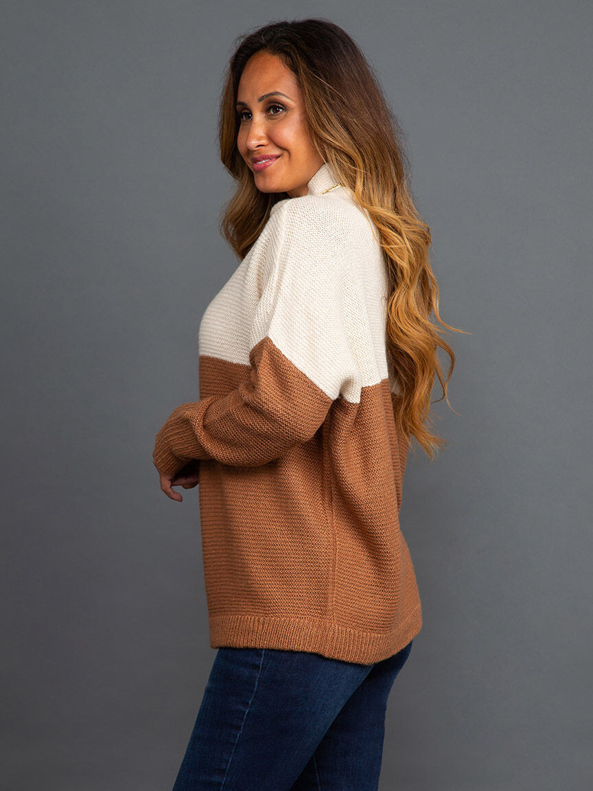 Long Sleeve Sweater Color Block Image 3