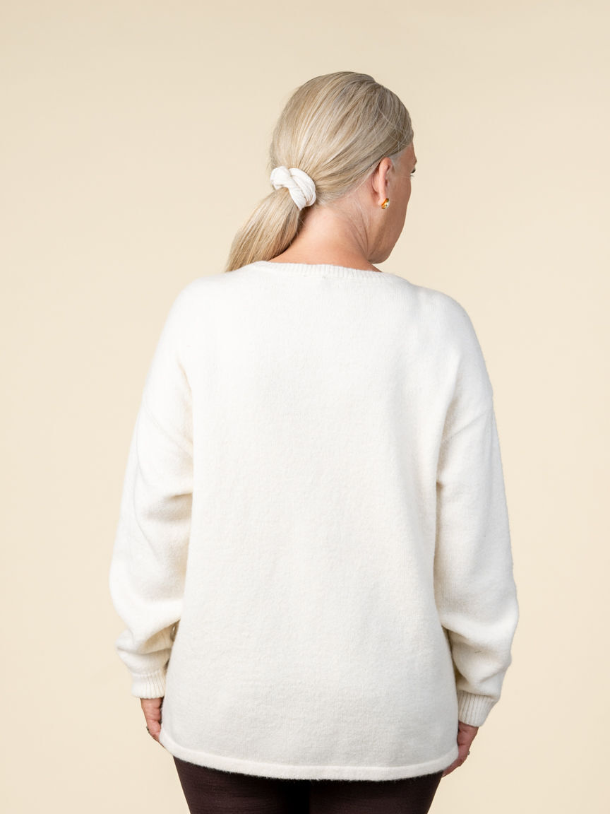 Braided Pearl Crew Neck Sweater