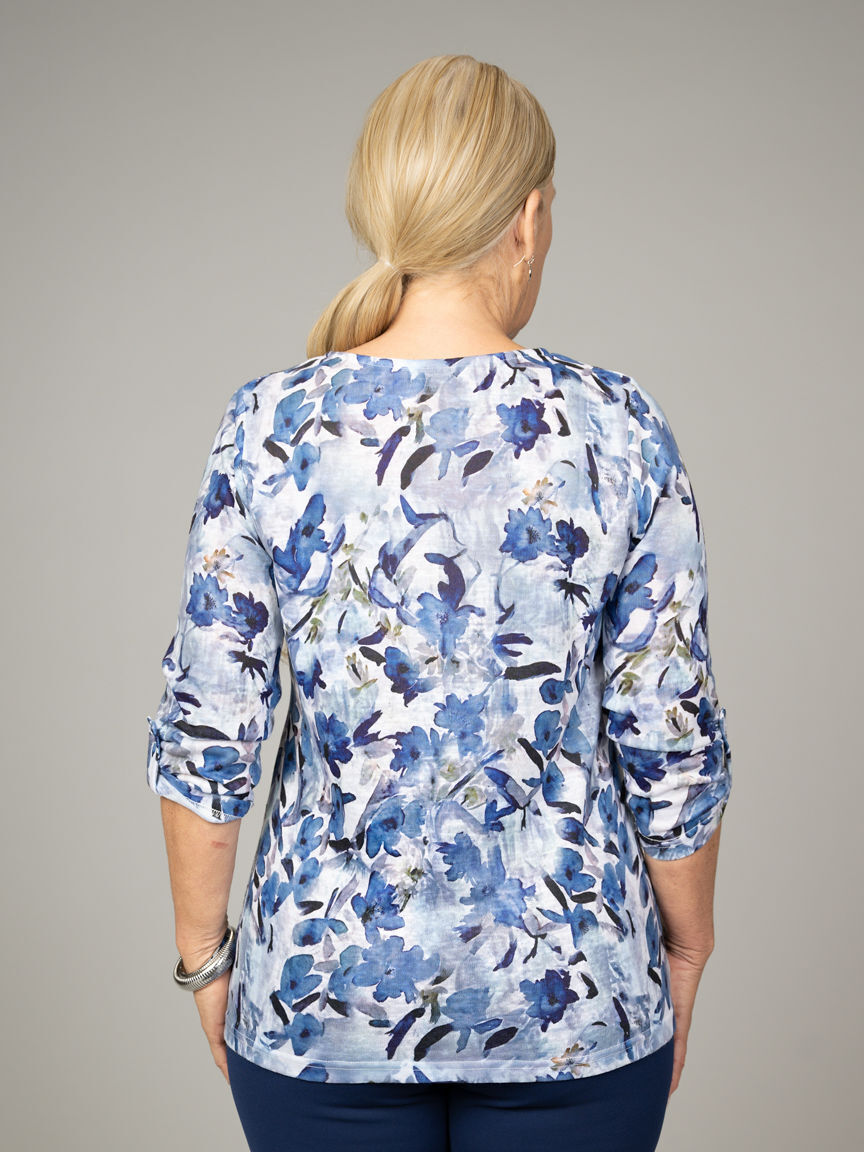 3/4 Sleeve Henley Top