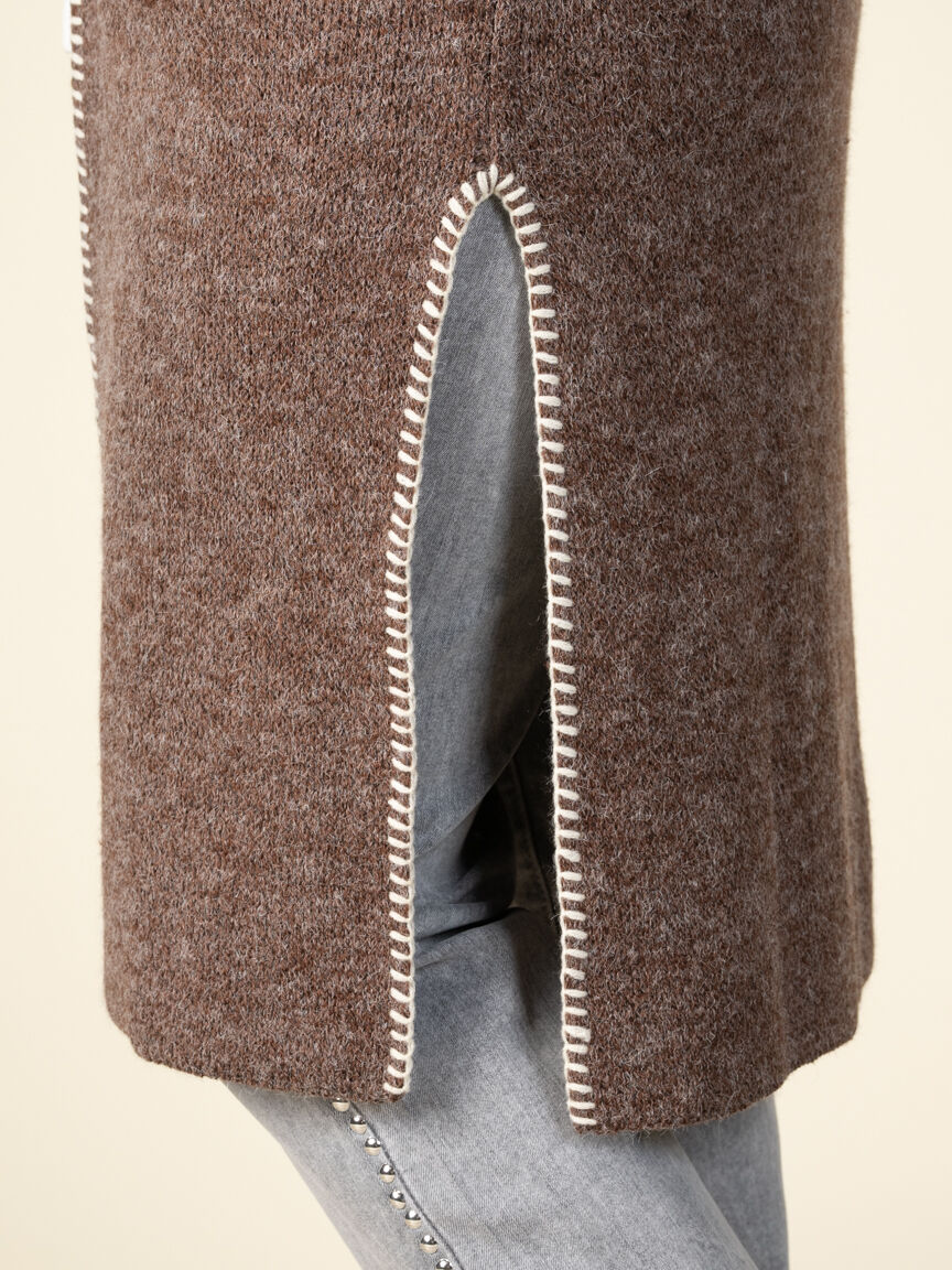 Long Vest Cardigan With Hood and Pockets Image 5