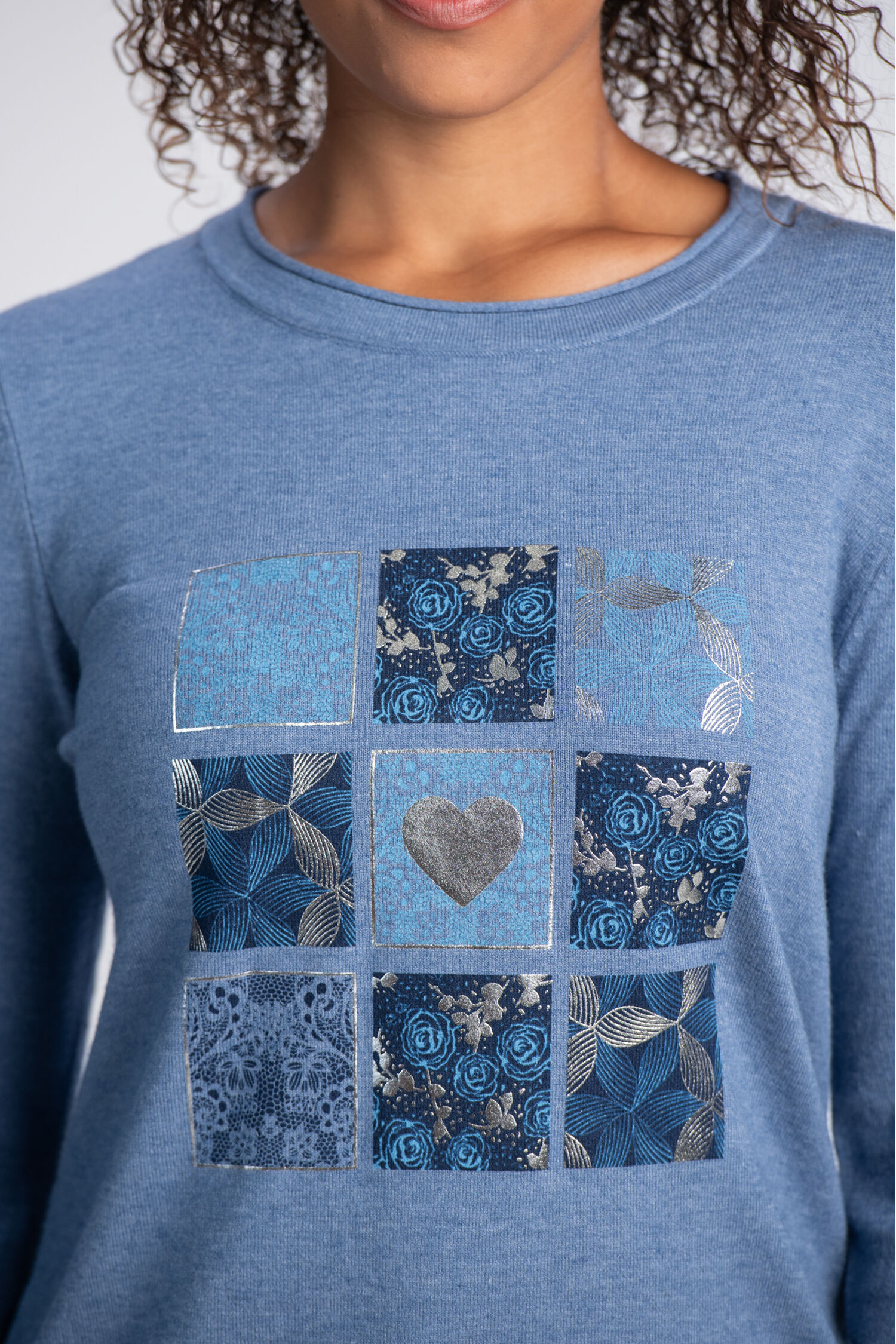 Long Sleeve Metallic Print Top Image 3