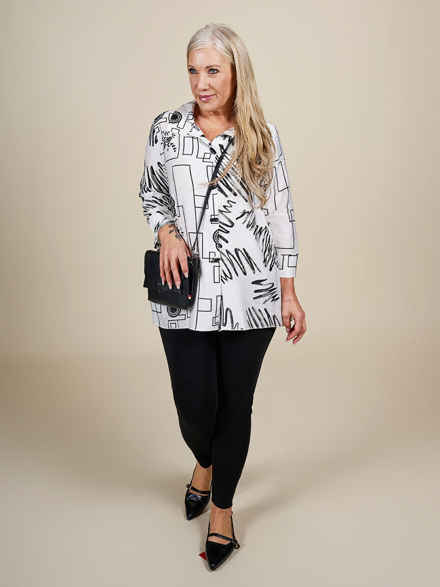 3/4 Sleeve Overshirt with Horn Buttons Image 4