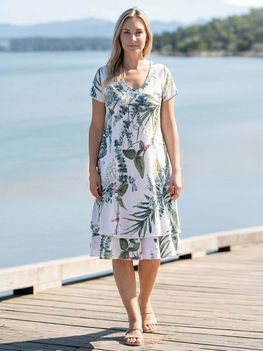 Tiered Short Sleeve Midi Dress