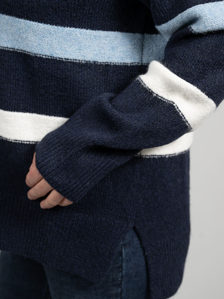 Striped Long Sleeve Mock-Neck Sweater Image 4