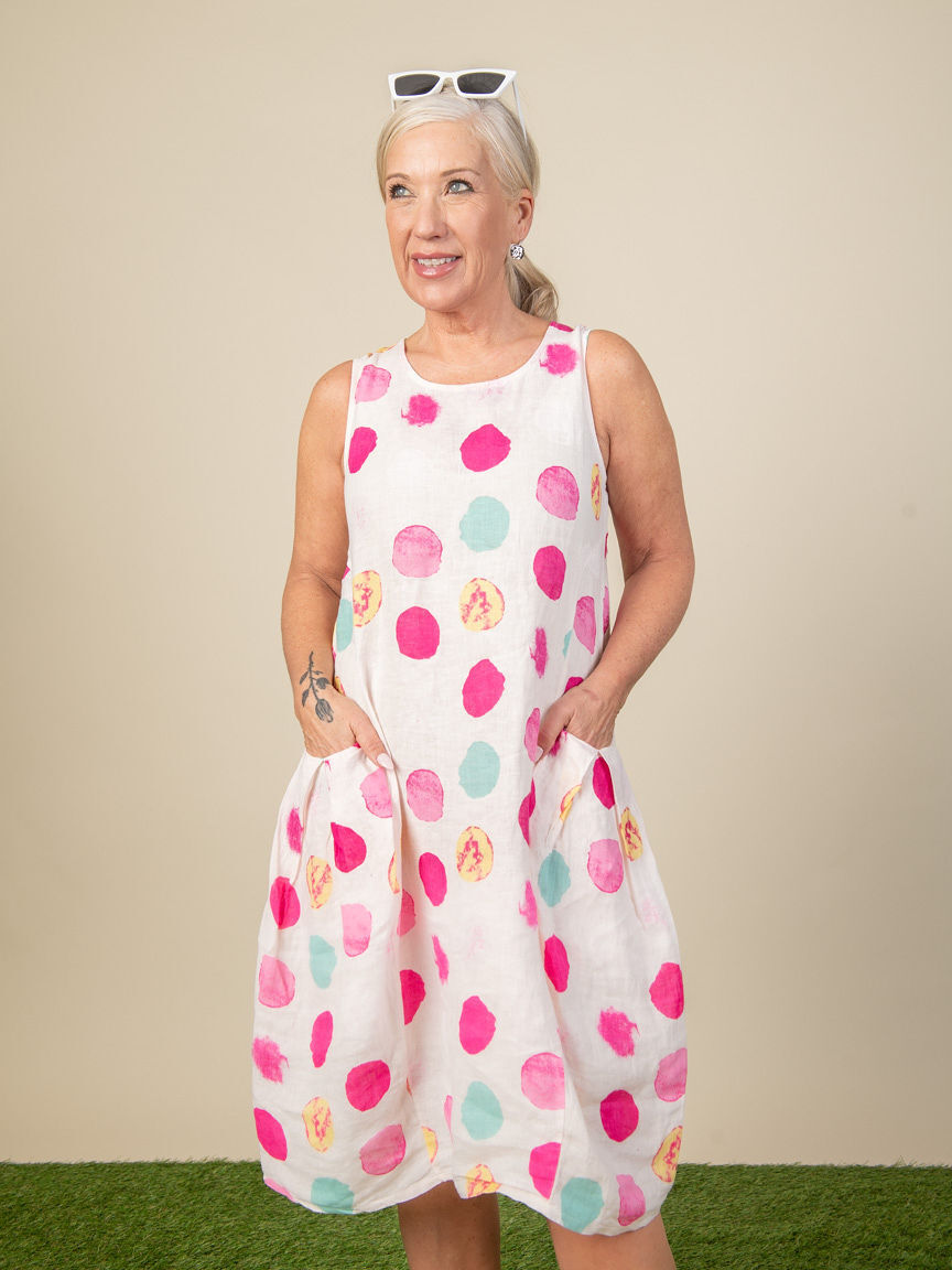 Circle Print Sleeveless Knee Dress  Image 2