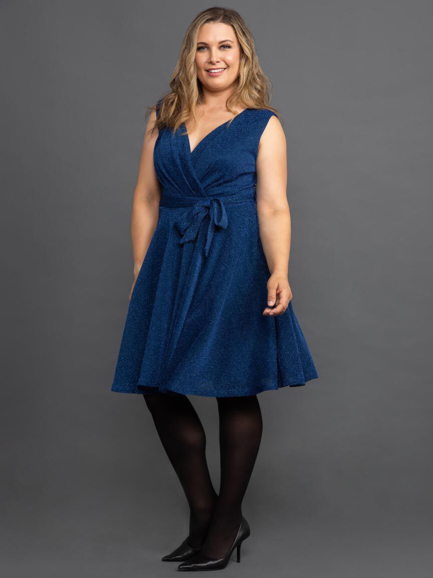 Sparkle Wrap Look Holiday Dress Image 1