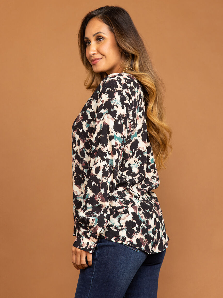 Button Up Long Sleeve Blouse