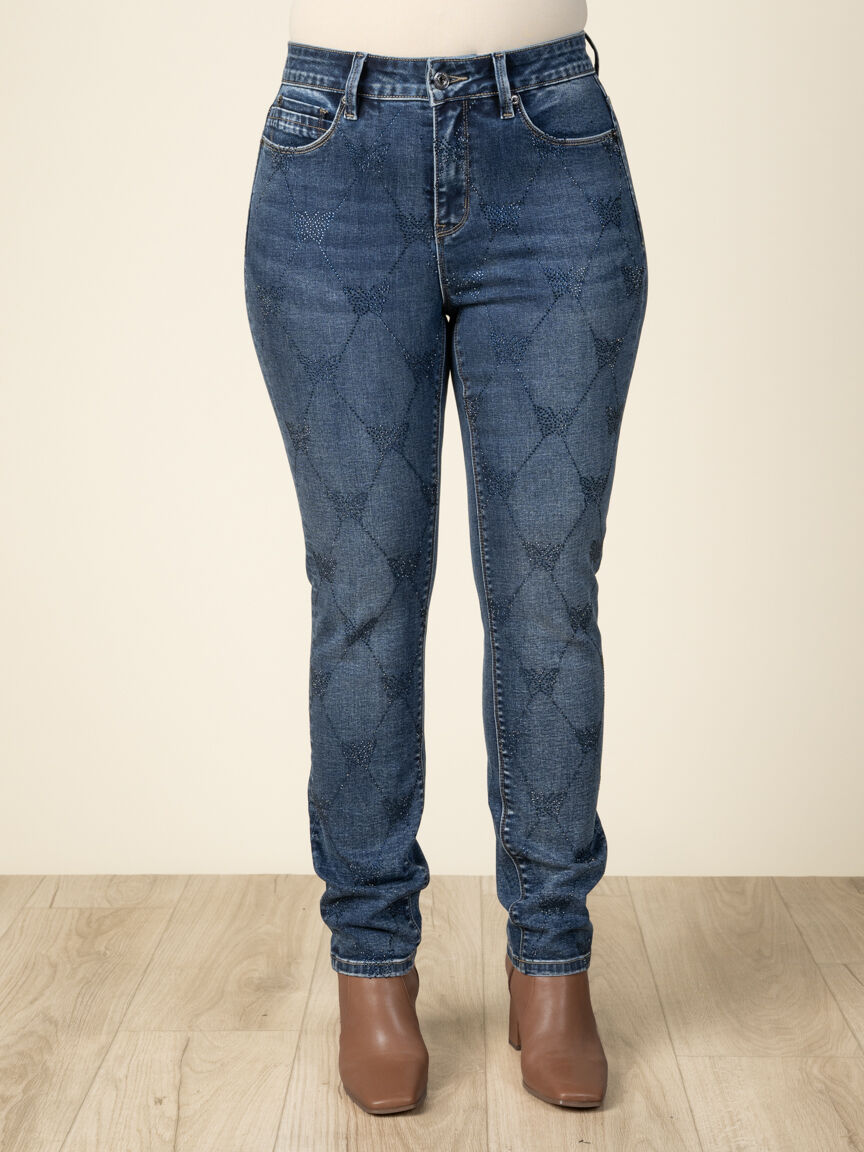 5 Pocket Jeans with Butterly Hotfix