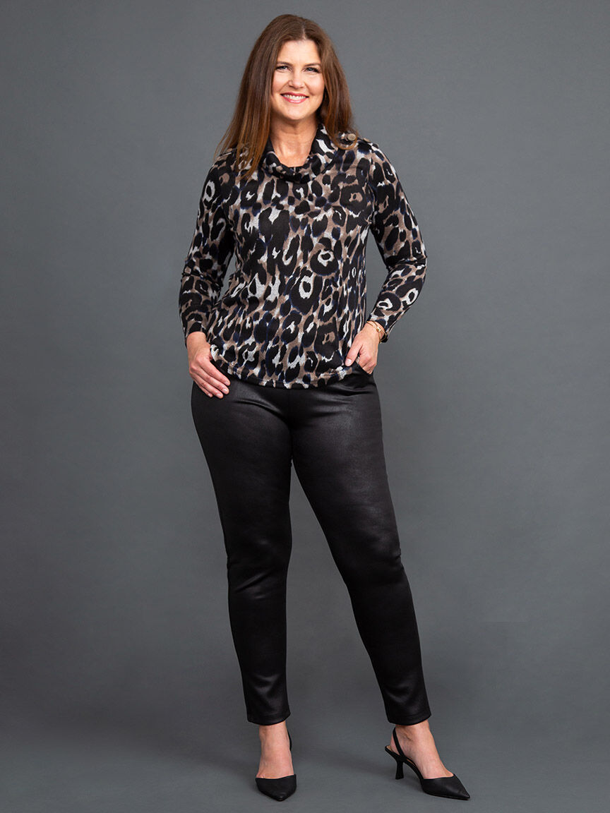 Long Sleeve Cowl Neck Top Image 1