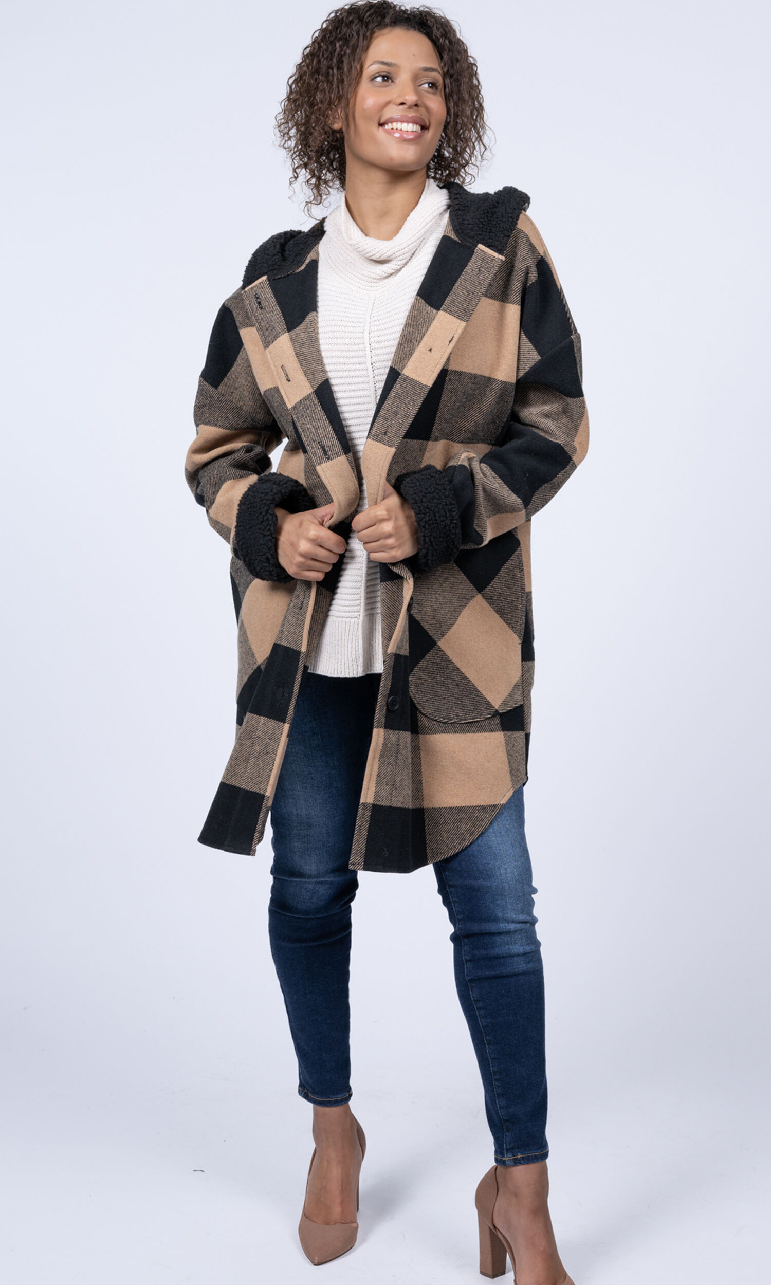 Buffalo Plaid Hooded Shacket  Image 3