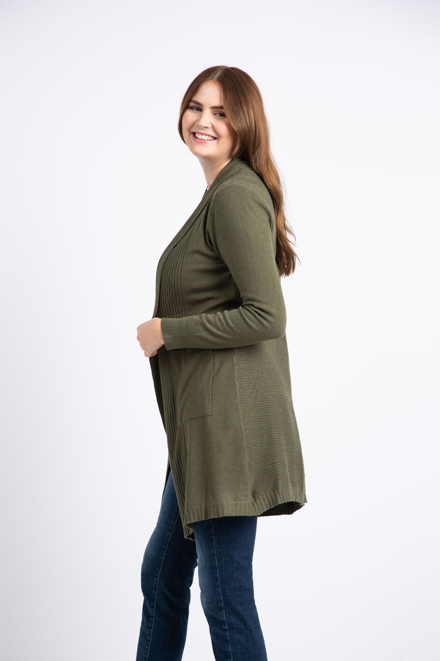 Longline Ribbed Pointelle Cardigan Image 3