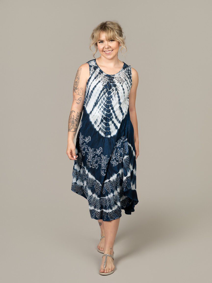 Sleeveless Tie Dye Midi Dress