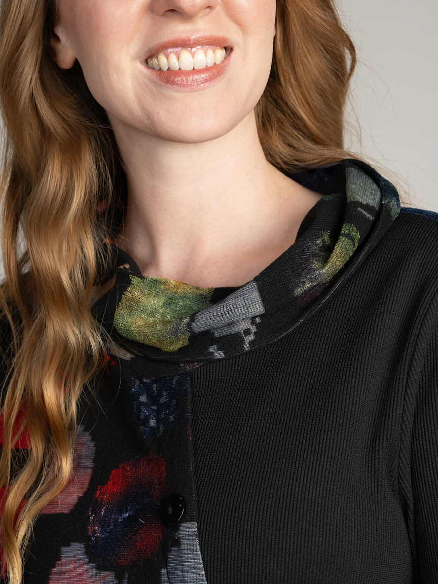 Mixed Panel Cowl Neck Tunic