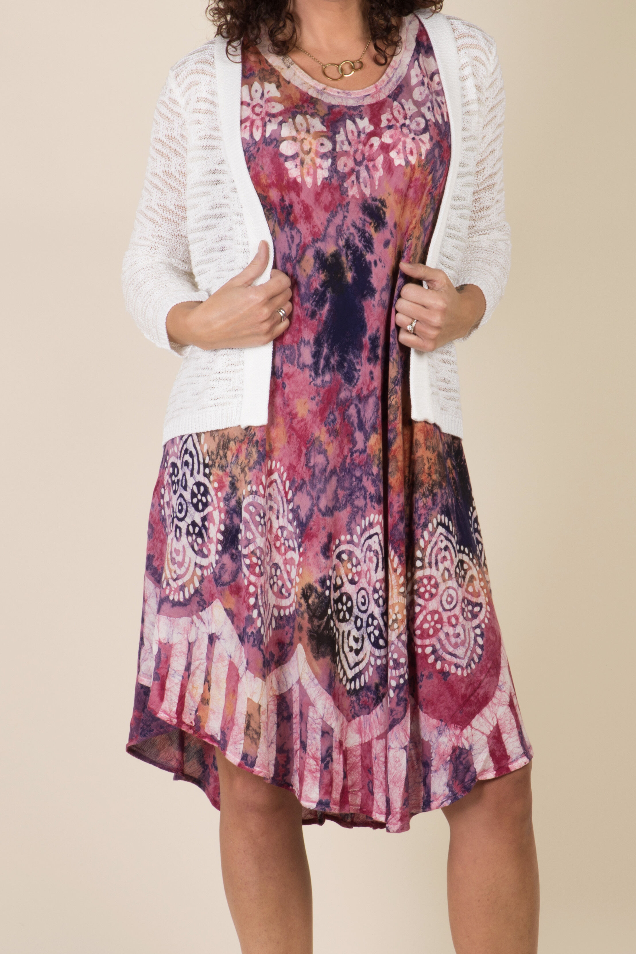 Sleeveless Embroidered Tie Dye Swing Dress Image 4