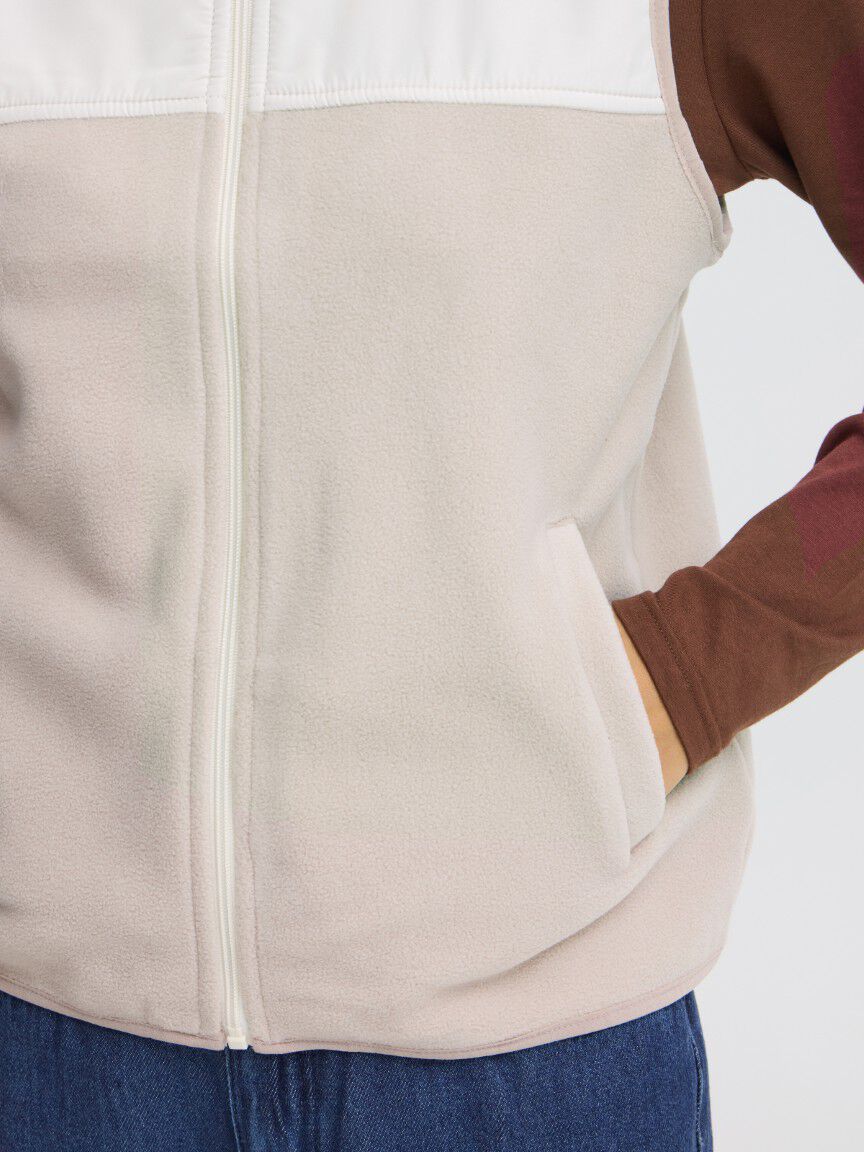 Cream Fleece Jacket Image 4