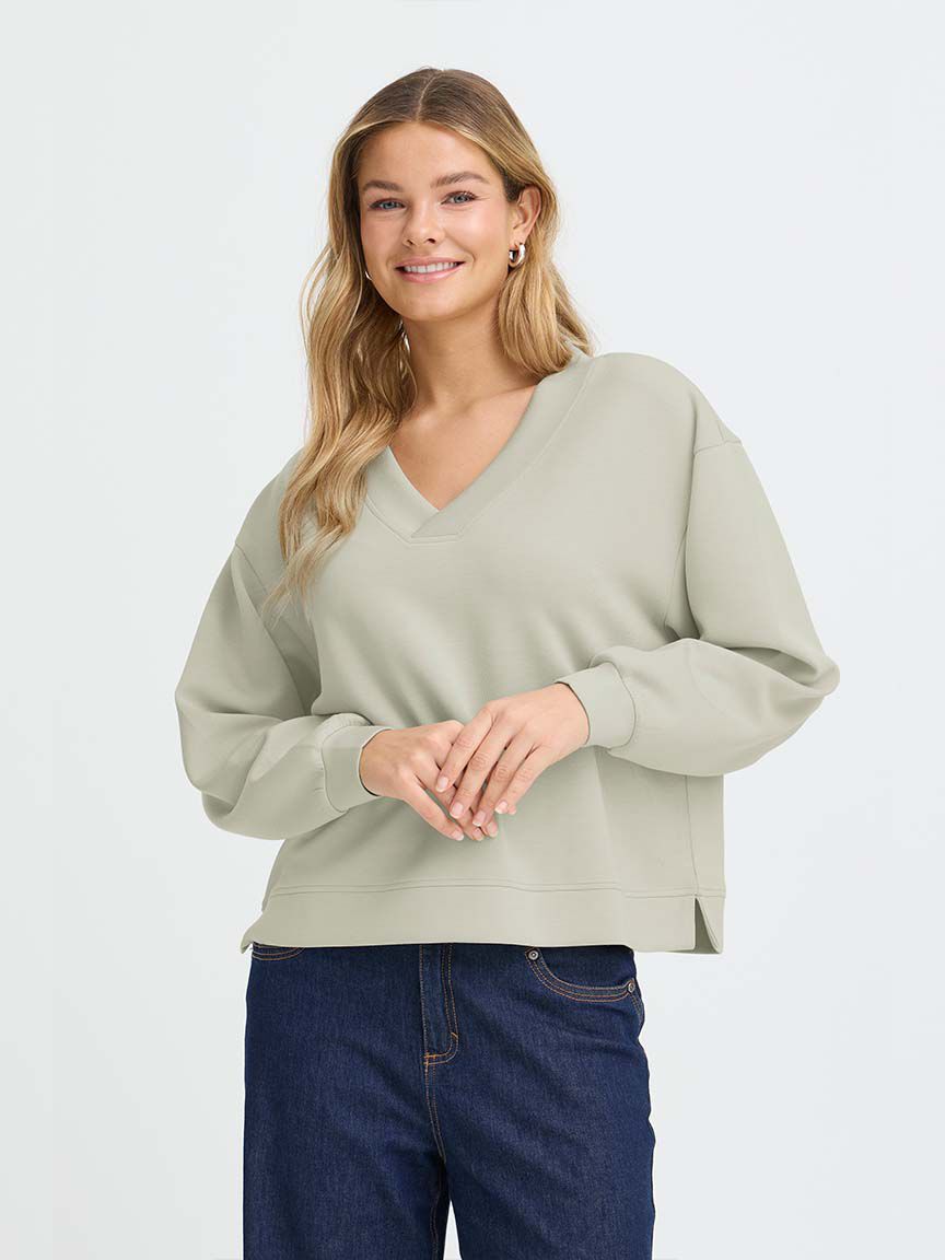 Long Sleeve V-Neck Sweatshirt