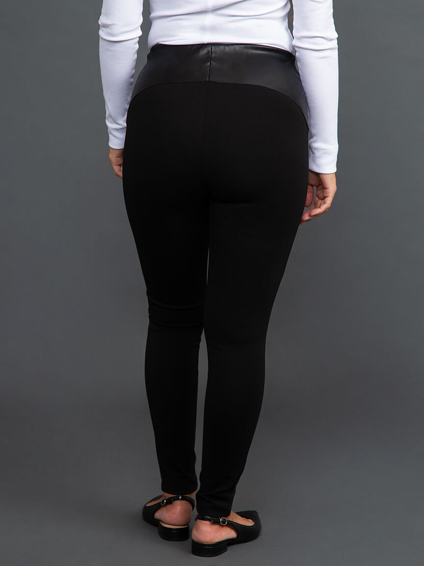 Pleather Front Mid-Rise Leggings Image 4