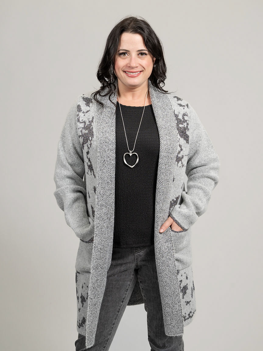 Sparkly Long sleeve Open Front Cardigan 