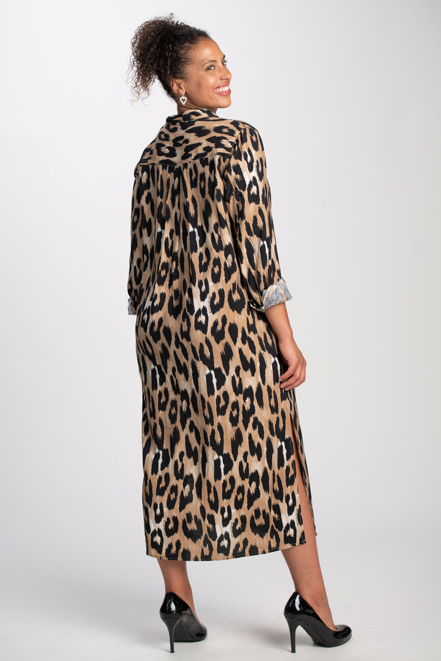 Animal Print Shirt Dress Image 5