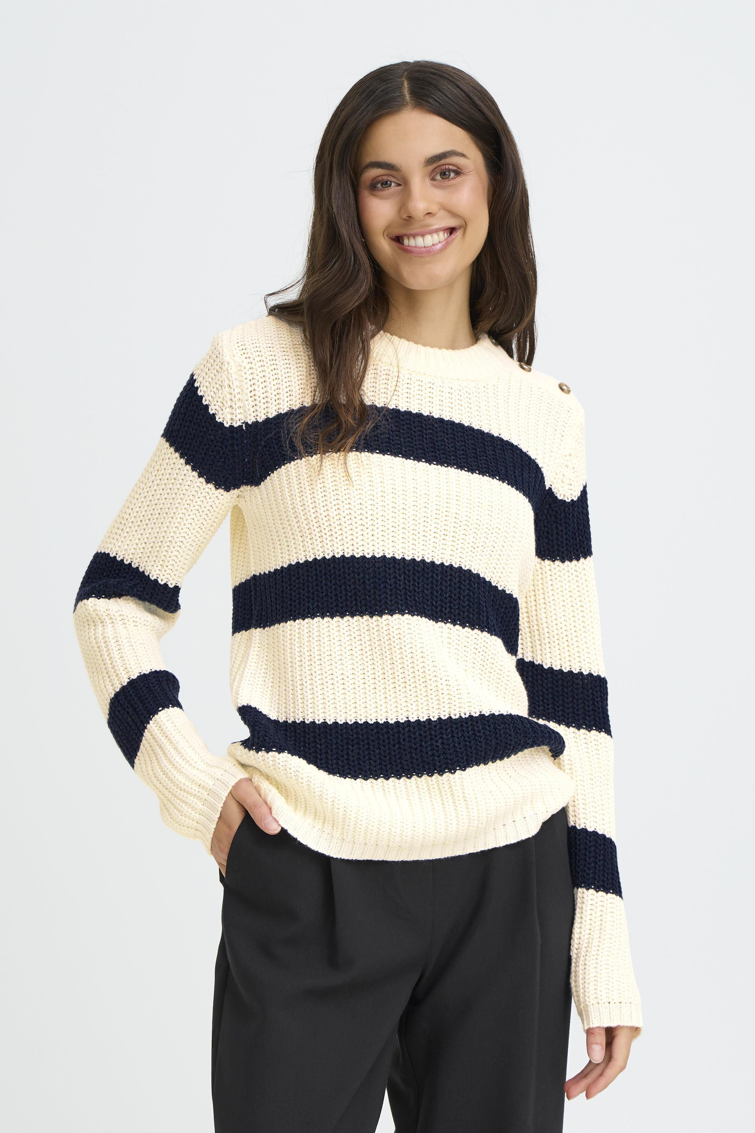 Knit Sweater With Button Shoulder Accents
