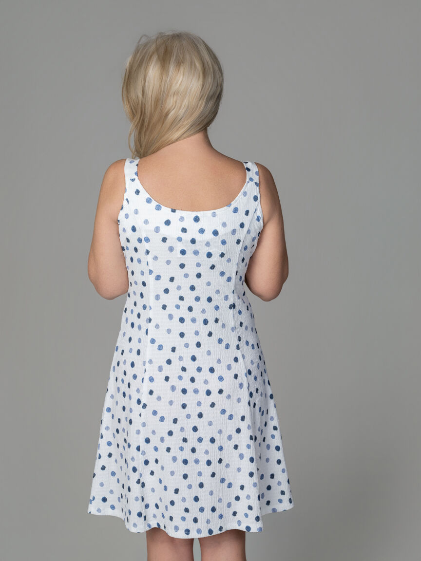 Sleeveless Knee Length Polka Dot Dress