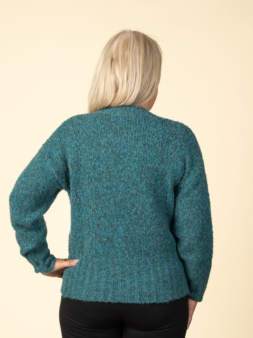 Long Sleeve Knit Sweater With Ribbed Trim