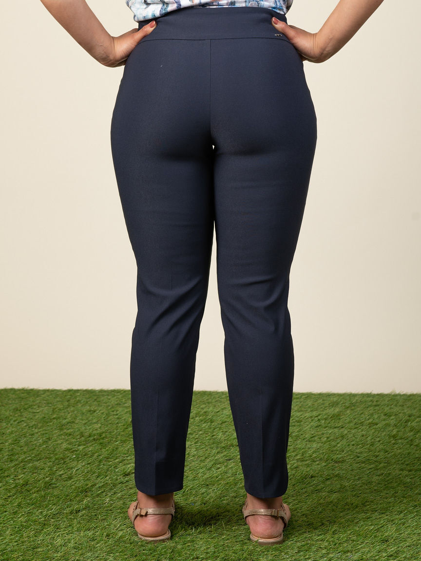 Solid Techno Petal-Slit Ankle Pant